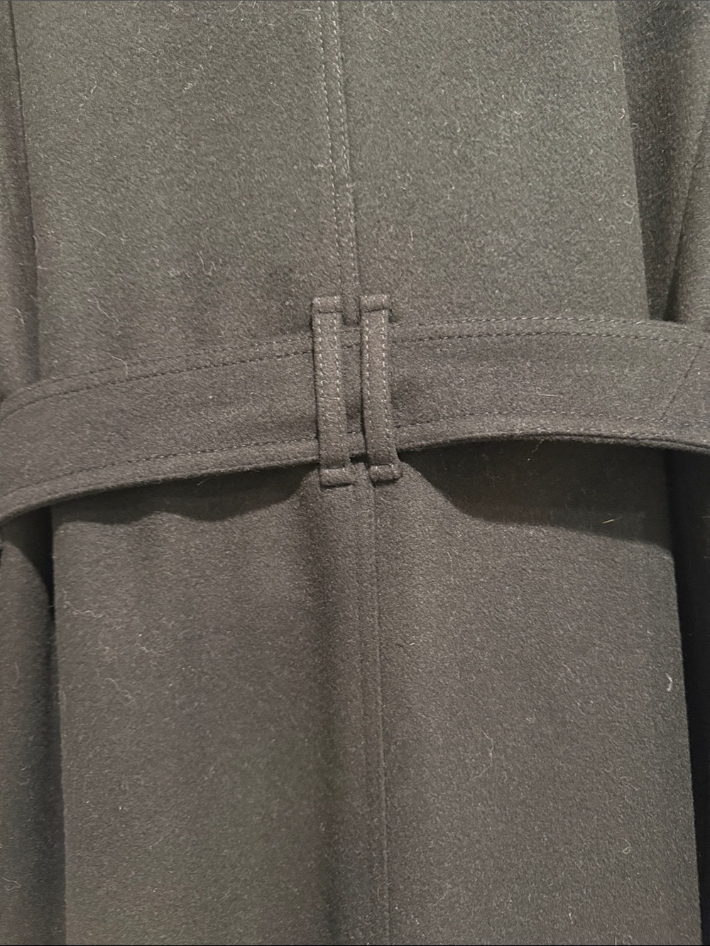 Burberry London Classic Black Wool / Cashmere Belted Trench Coat Size 12 - Picture 6 of 13